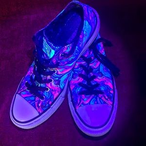 UV Blacklight Converse All Star Psychedelic Swirl Tie Die Hippy Oil Slick Rainbo